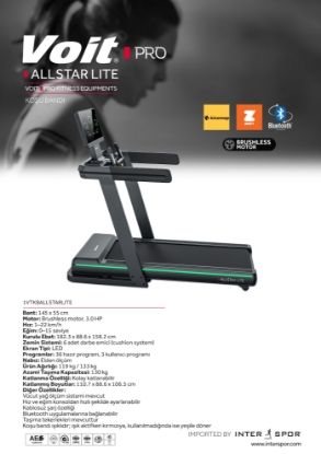 Picture of Voit Pro All Star Lite Otomatik Eğimli Katlanabilir Koşu Bandı